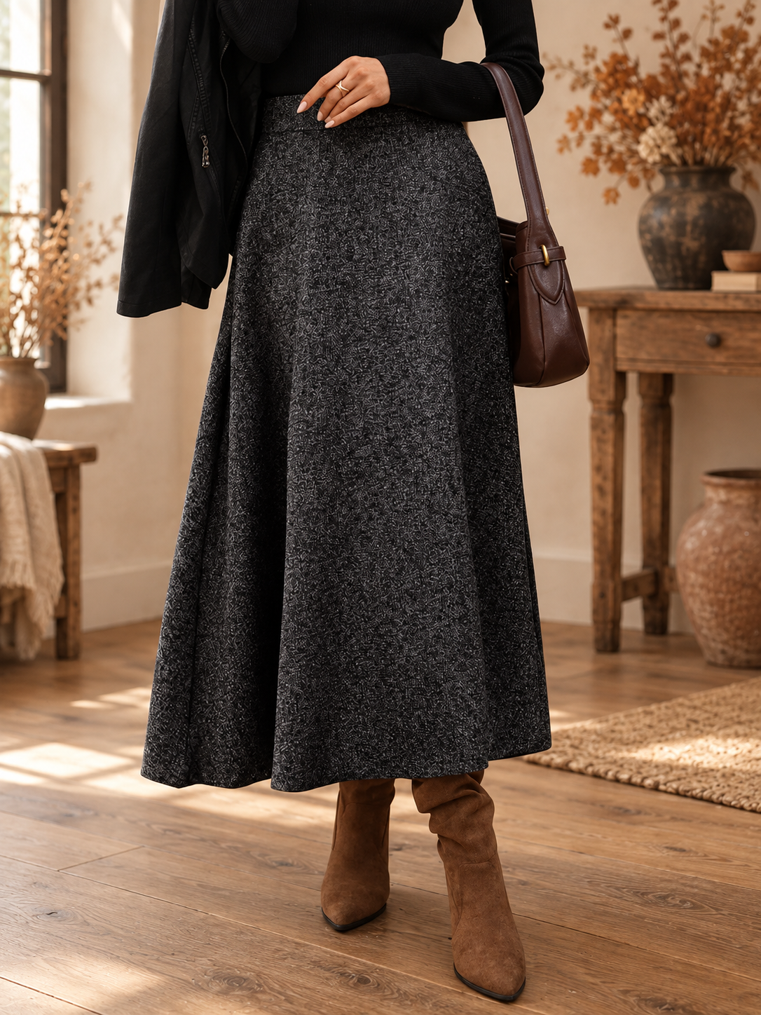 Bramble Lane A-Line Midi Skirt
