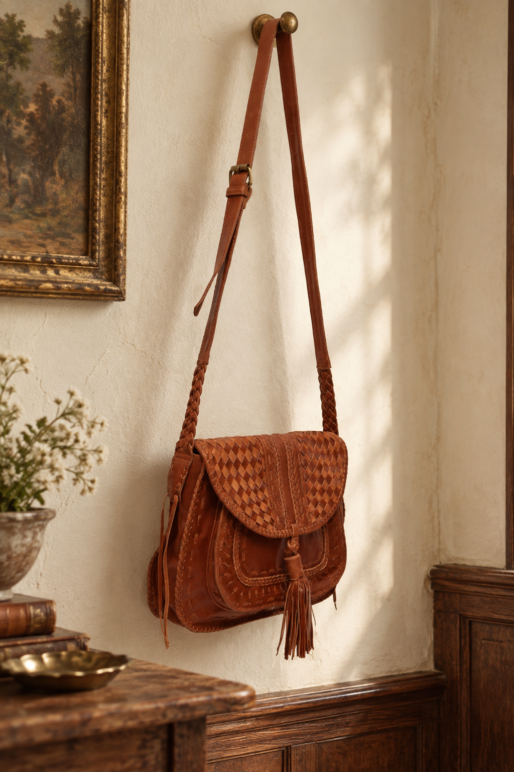 San Tropez Leather Saddle Bag