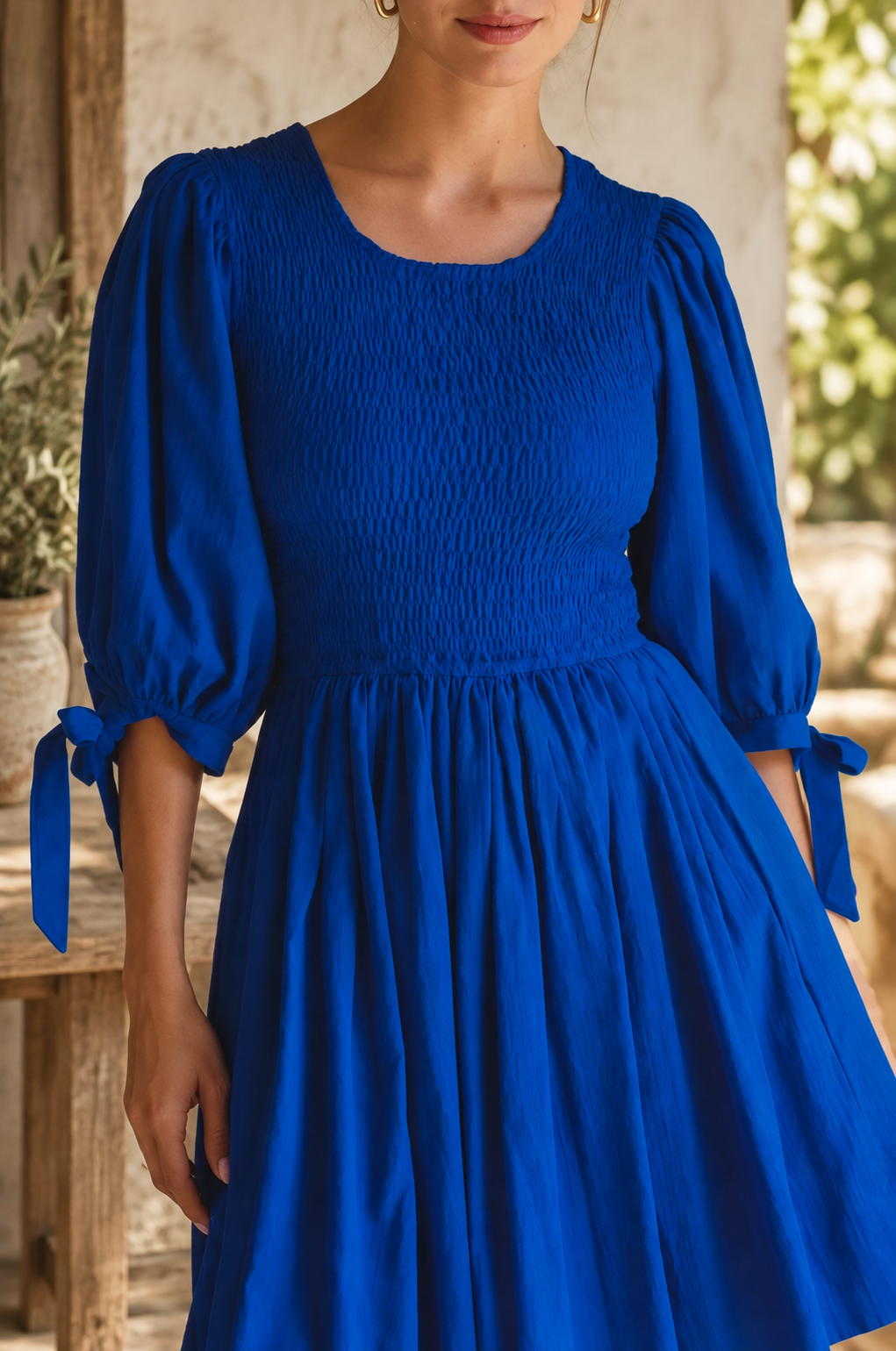The Jolie Puff Sleeve Linen Mini Dress