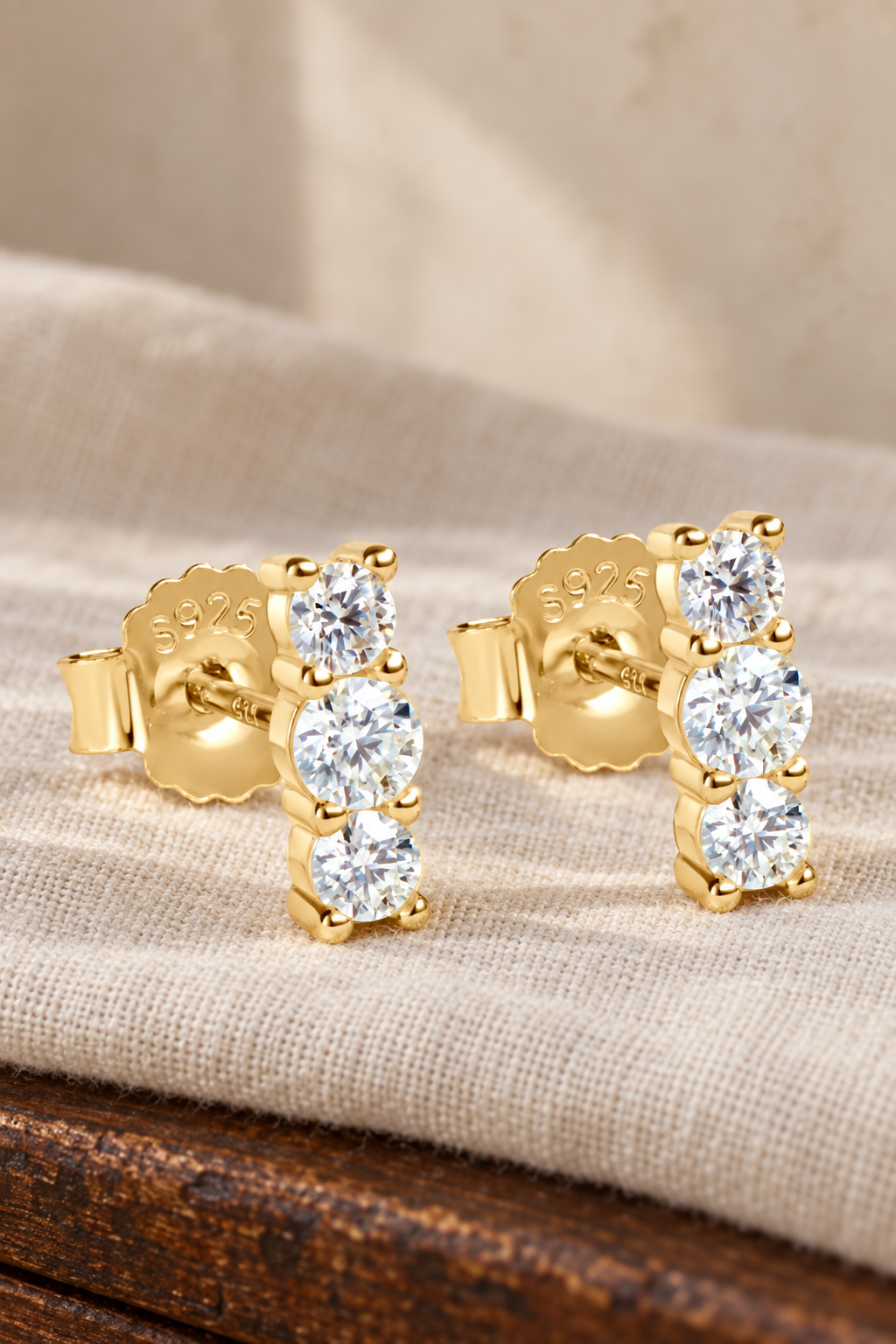 Threefold Light Moissanite Stud Earrings