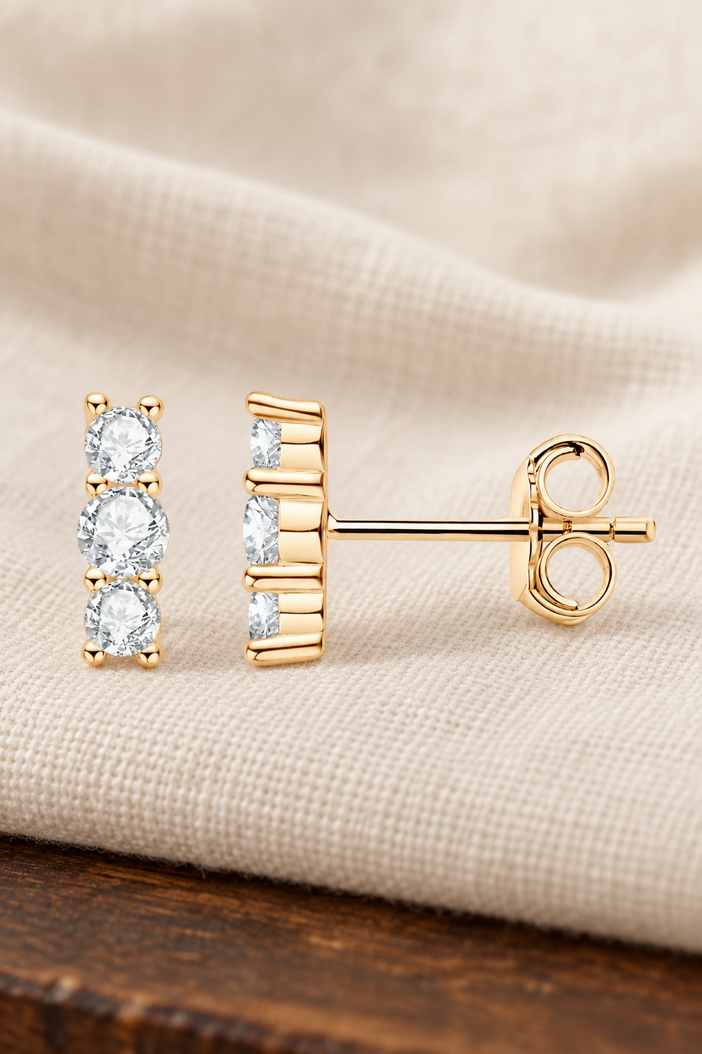 Threefold Light Moissanite Stud Earrings