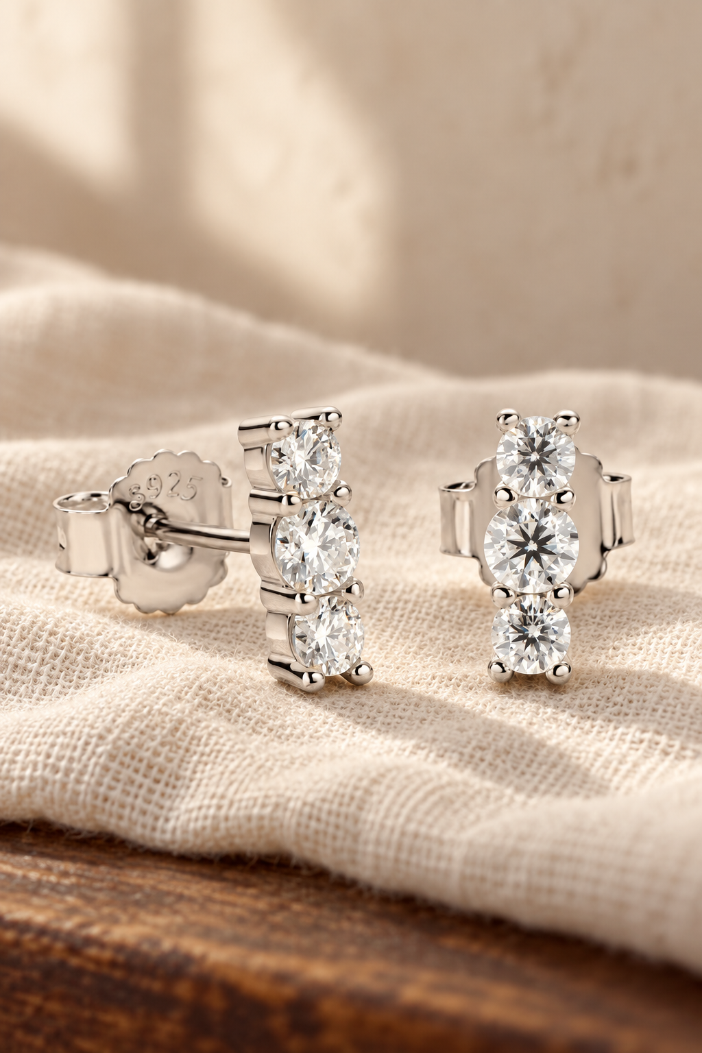 Threefold Light Moissanite Stud Earrings