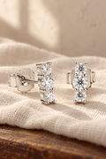 Threefold Light Moissanite Stud Earrings