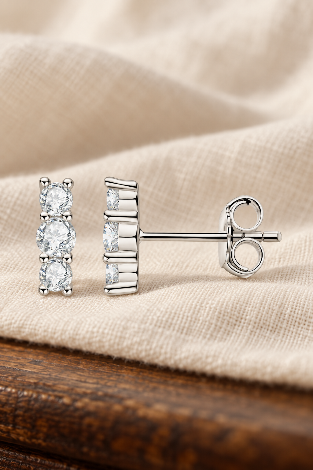 Threefold Light Moissanite Stud Earrings