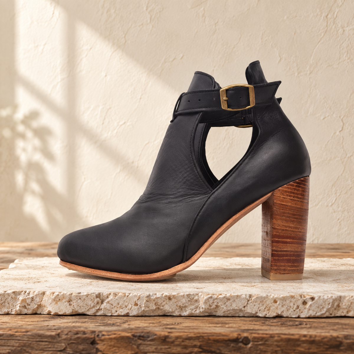 The Everlast Wooden-Heel Leather Bootie