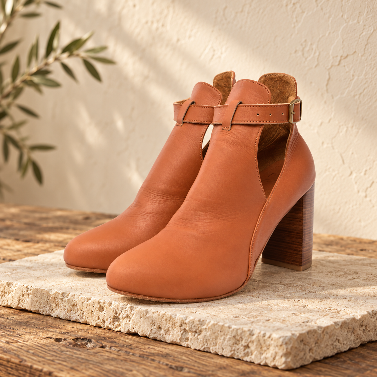 The Everlast Wooden-Heel Leather Bootie
