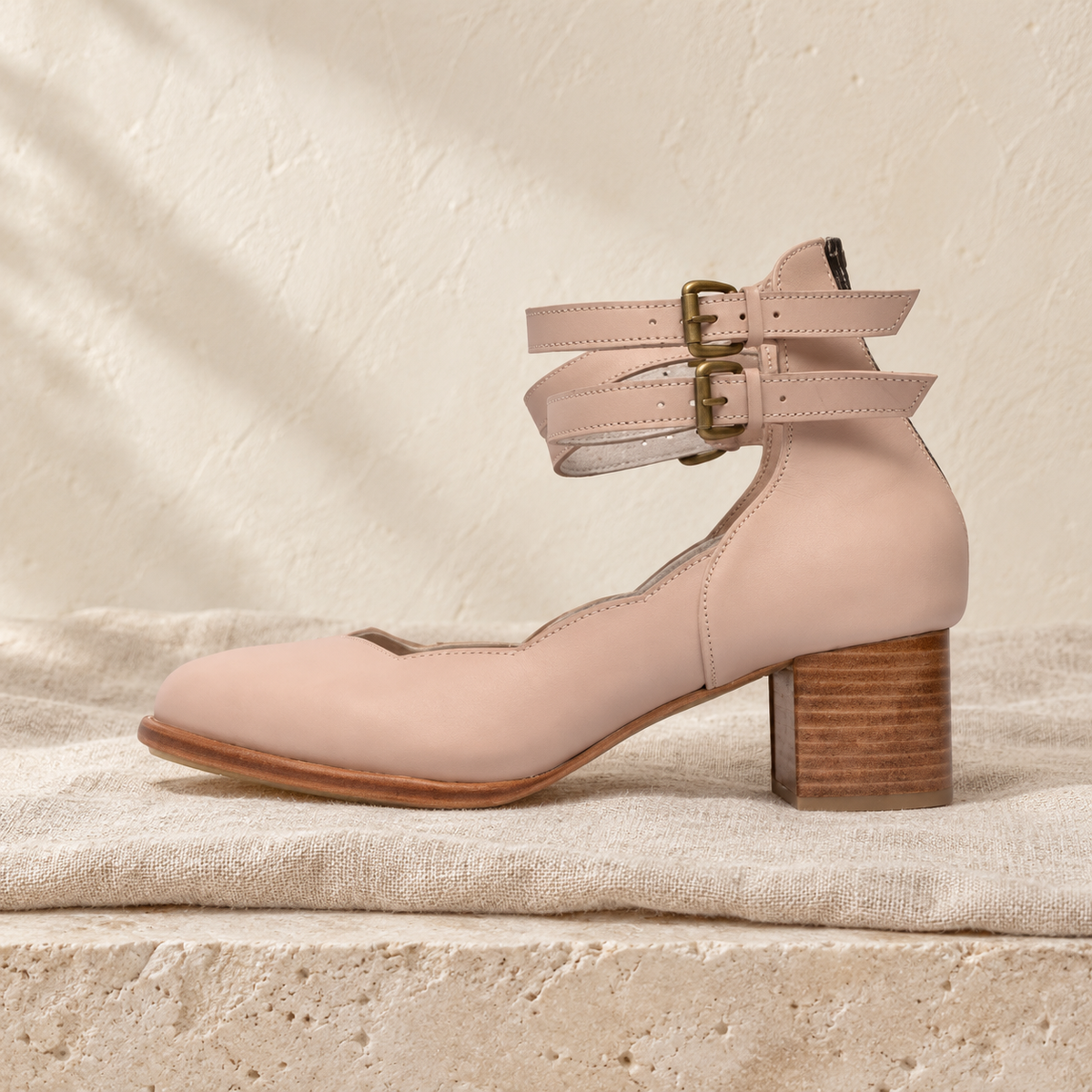 The Lily Valley Scalloped Leather Heel
