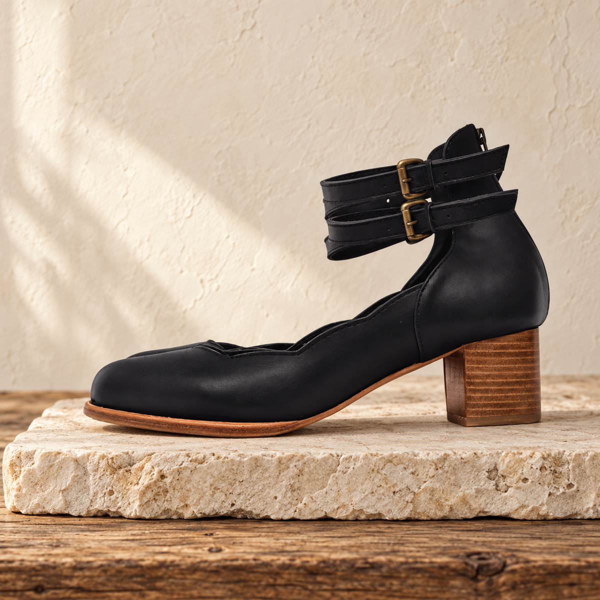 The Lily Valley Scalloped Leather Heel