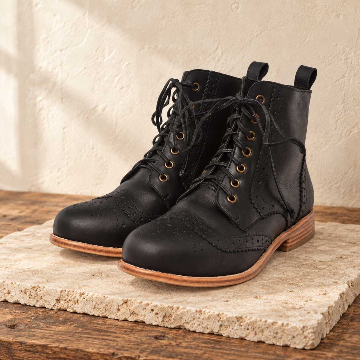 The Salstice Brogue Leather Bootie