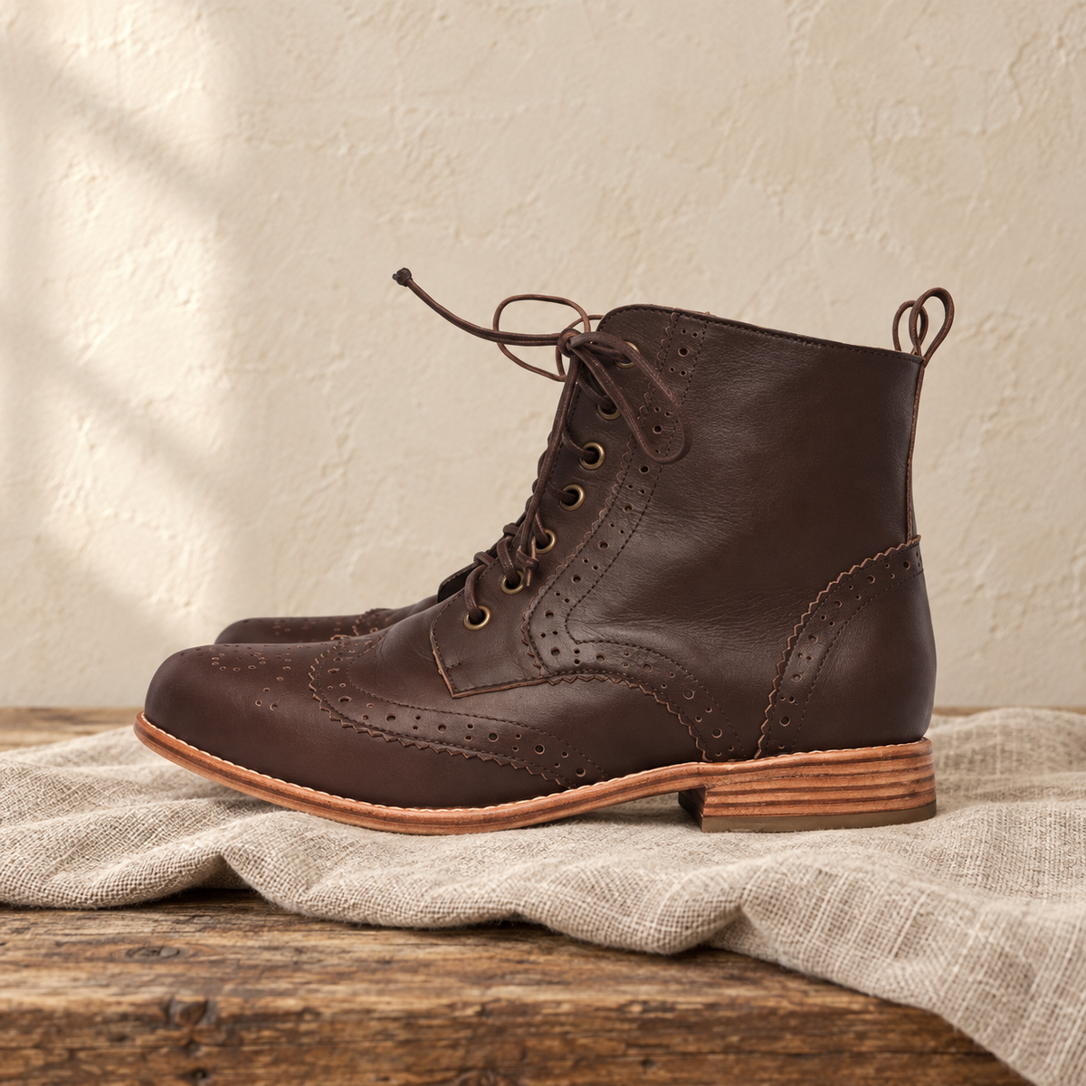 The Salstice Brogue Leather Bootie