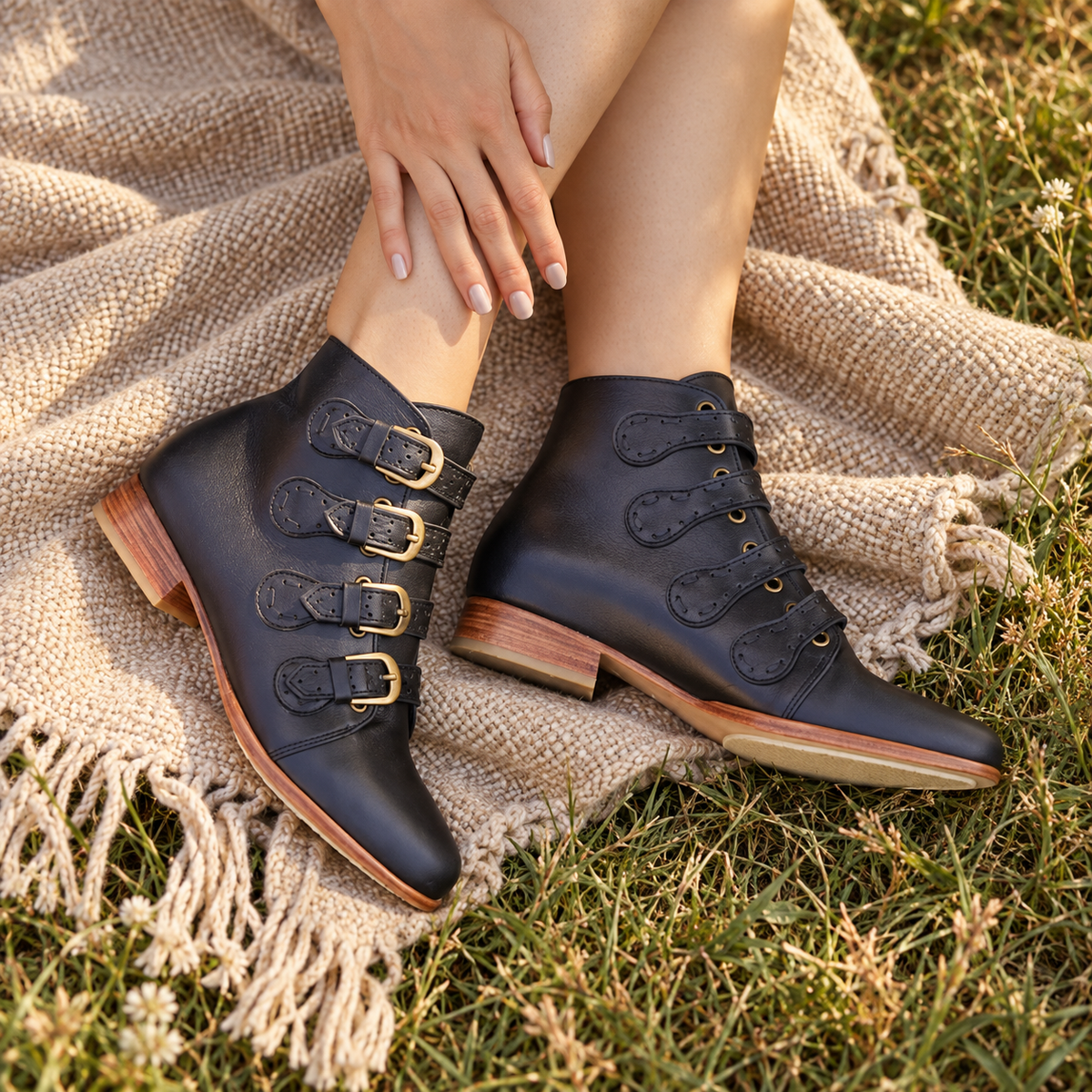 The Wild Rose Leather Ankle Bootie