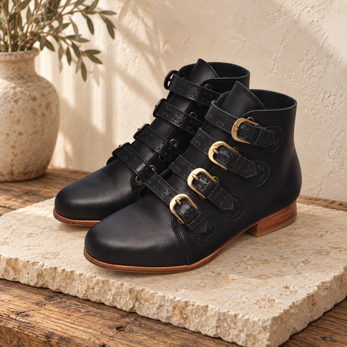 The Wild Rose Leather Ankle Bootie