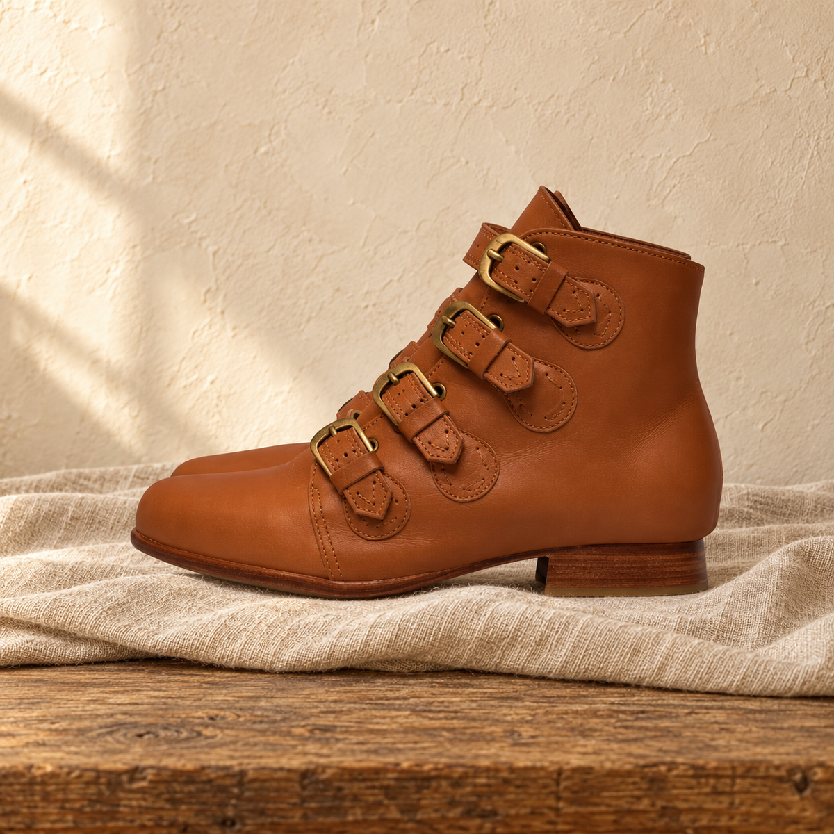 The Wild Rose Leather Ankle Bootie