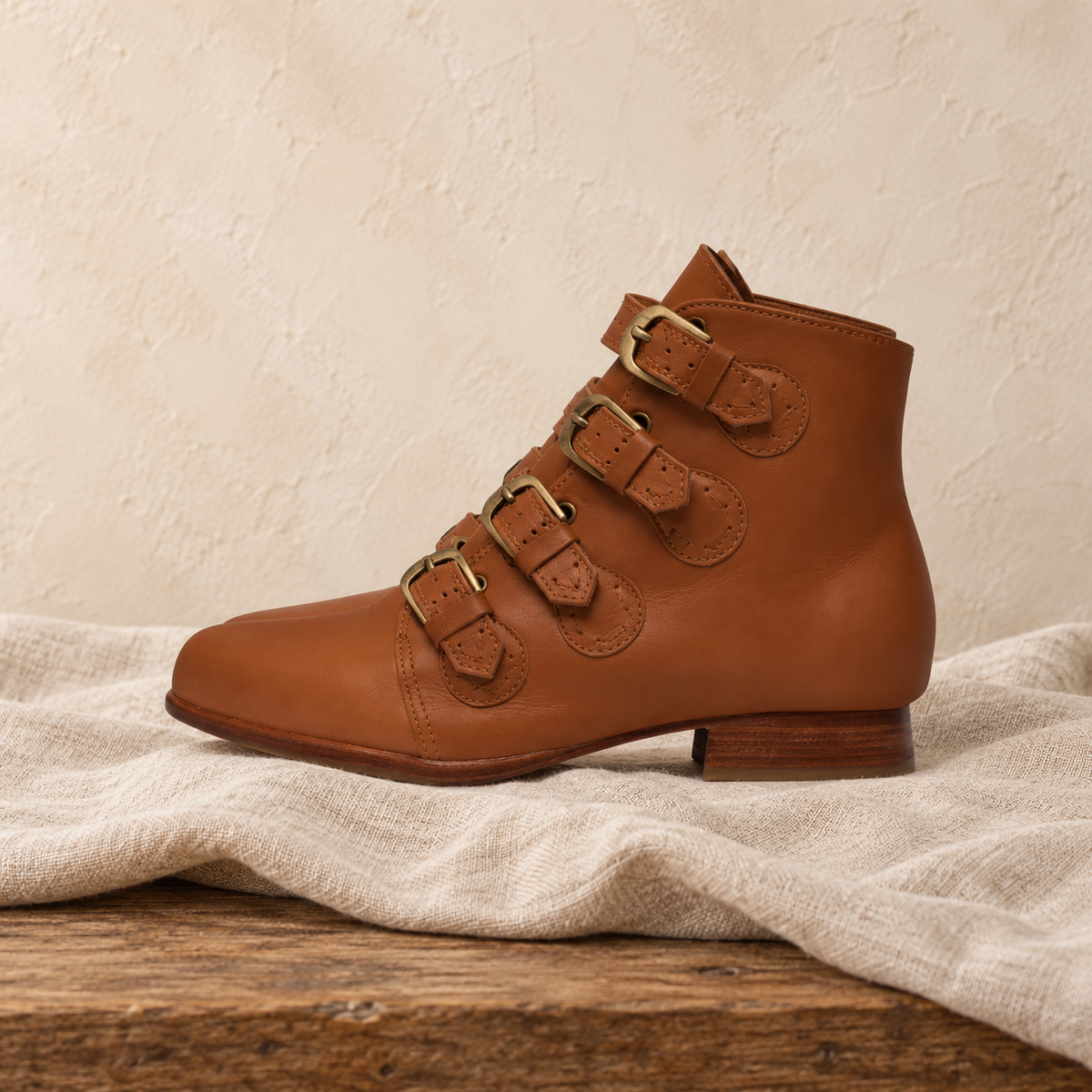 The Wild Rose Leather Ankle Bootie