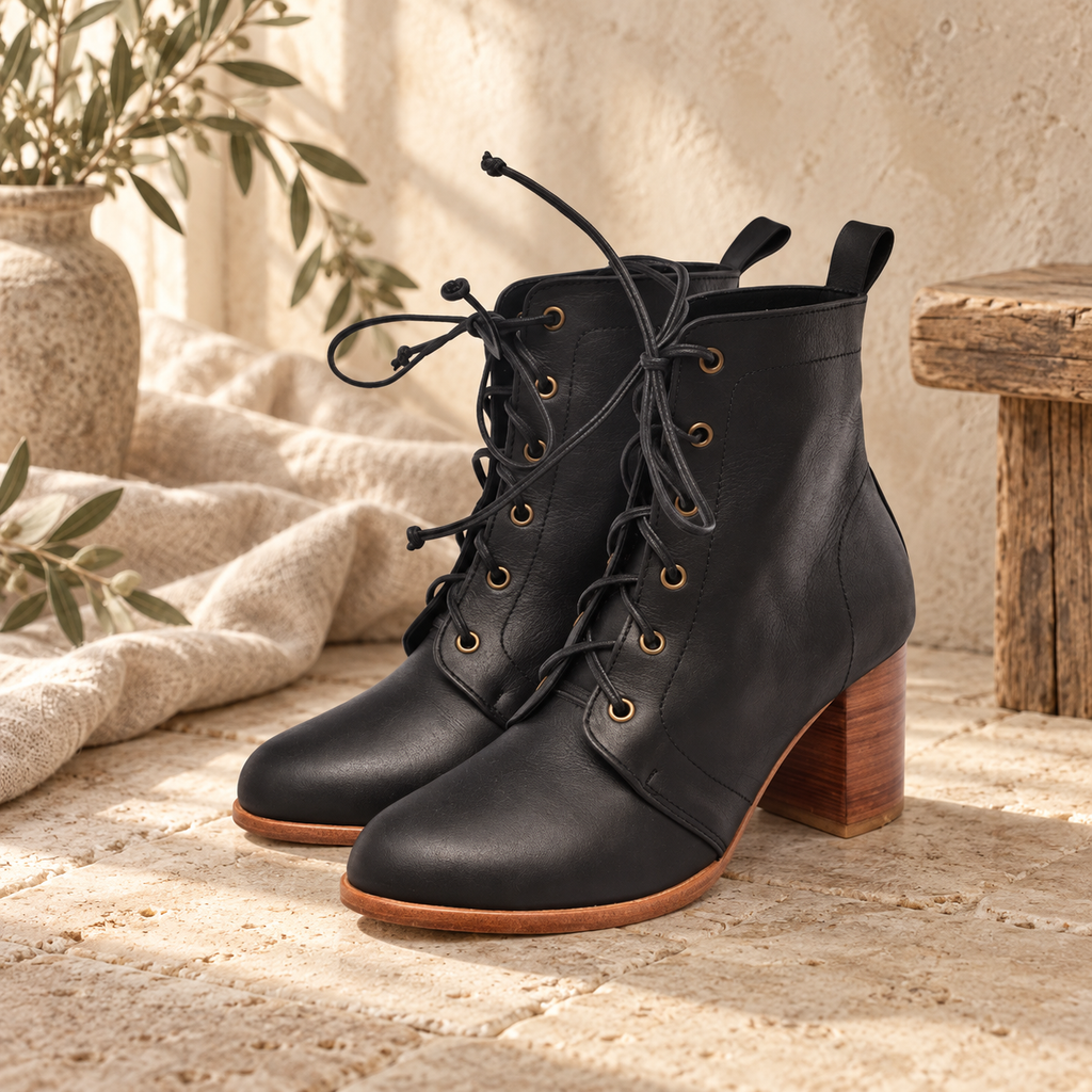 The Giselle Lace-Up Leather Bootie