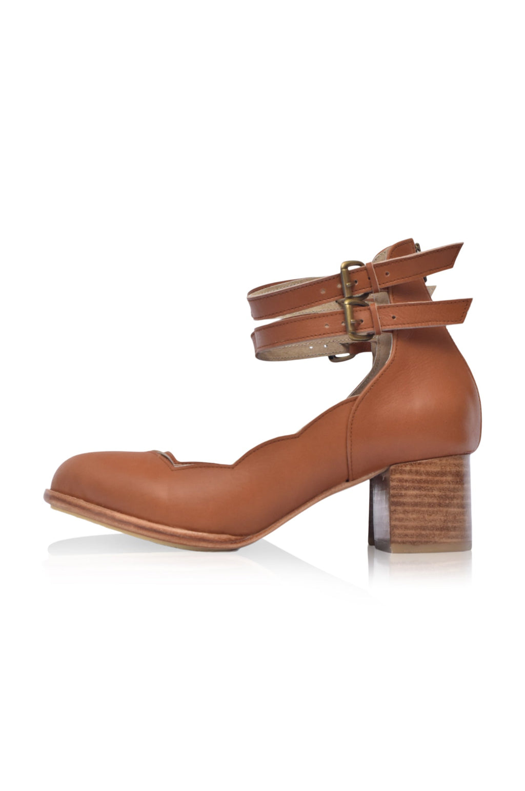 Lily Valley Scalloped Leather Heels-2