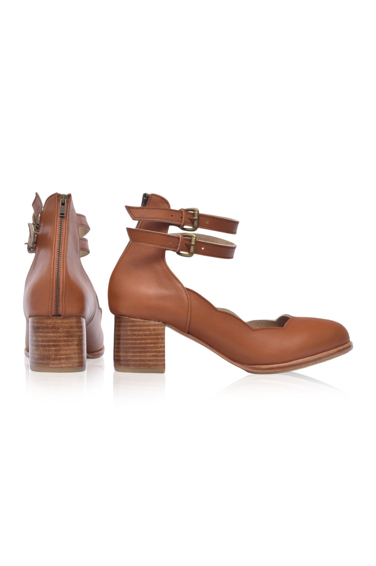 Lily Valley Scalloped Leather Heels-4