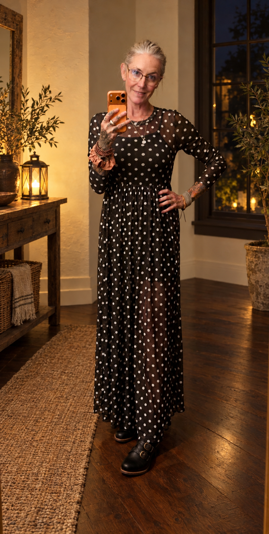 Last Dance Polka Dot Mesh Maxi Dress