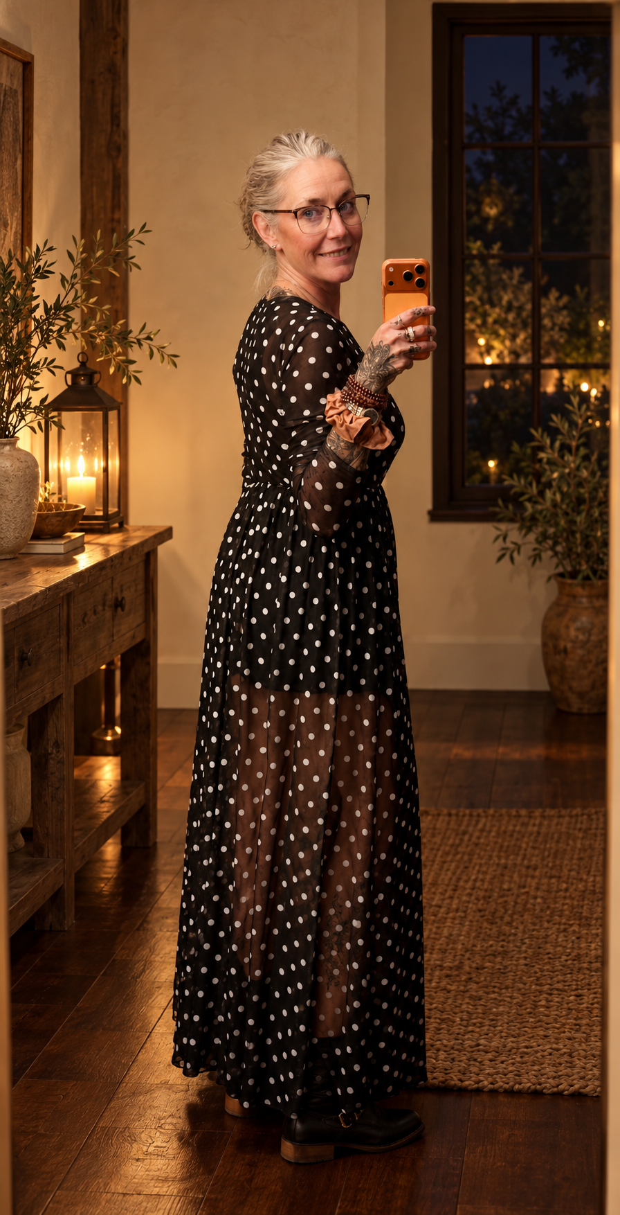 Last Dance Polka Dot Mesh Maxi Dress