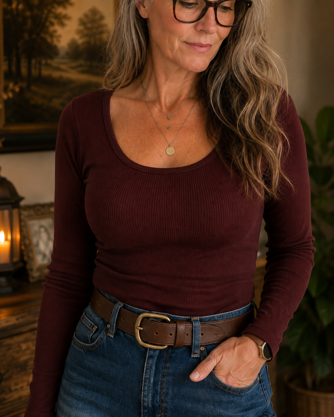 The Fireside Ribbed Top-Oxblood