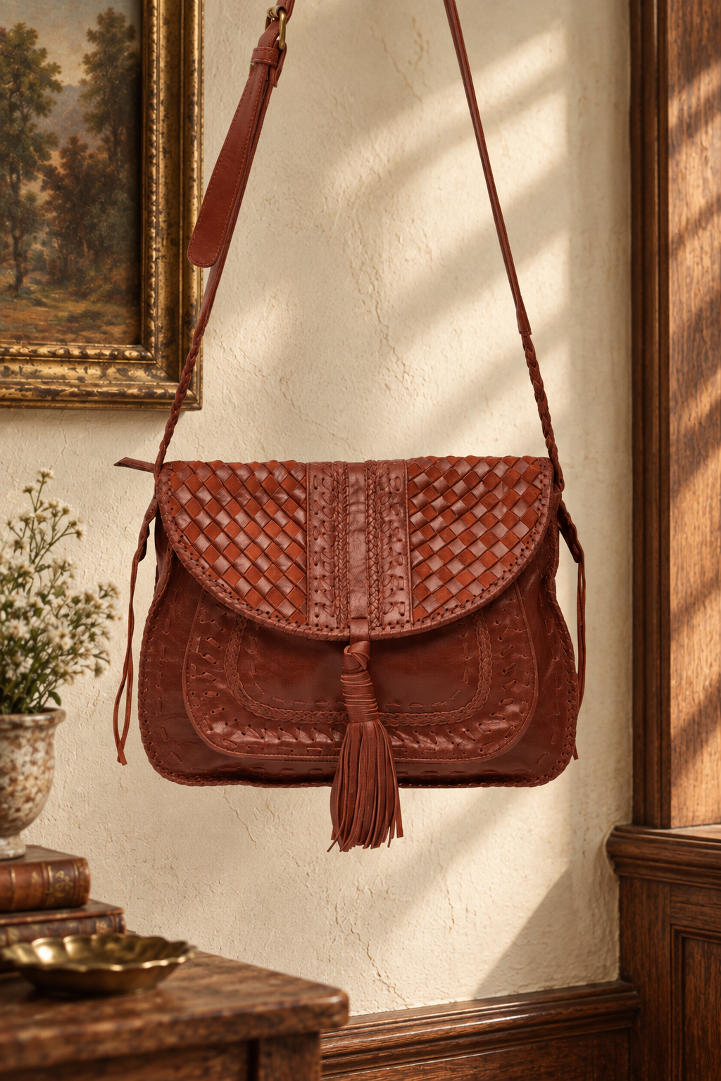 San Tropez Leather Saddle Bag