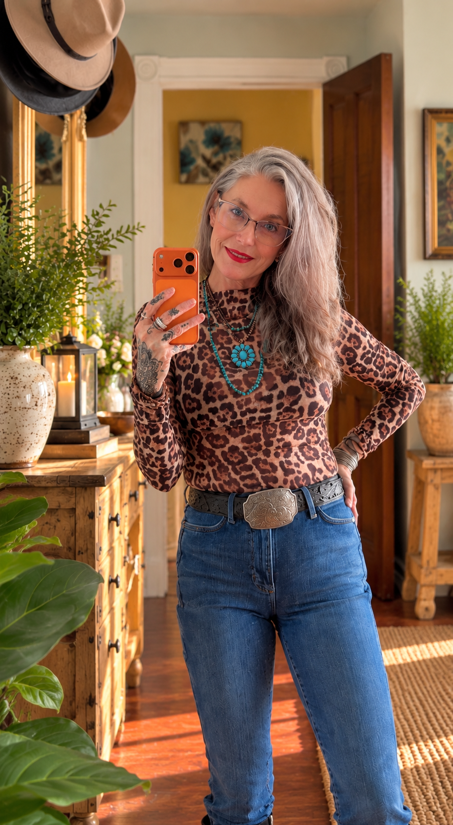 Wild After Dark Printed Mesh Top