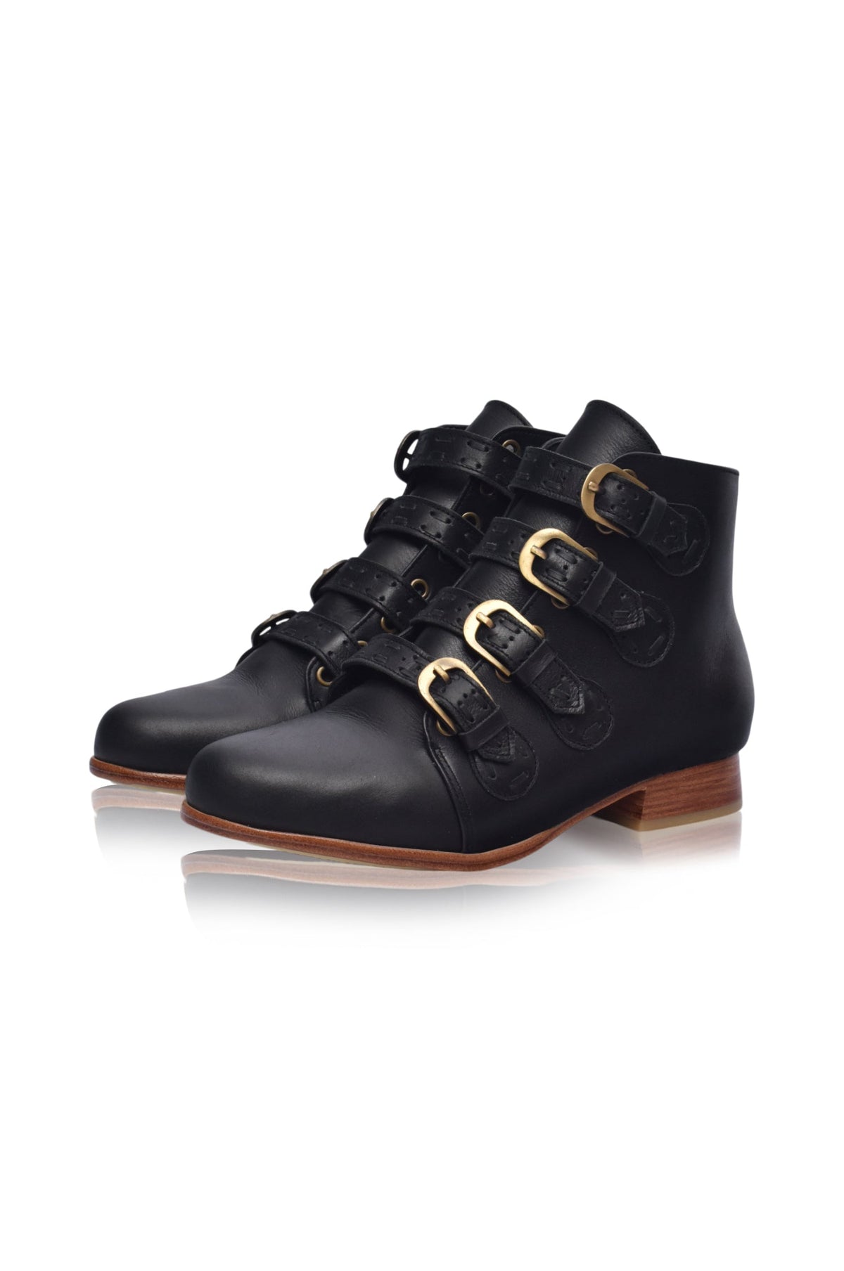Wild Rose Leather Ankle Booties-1