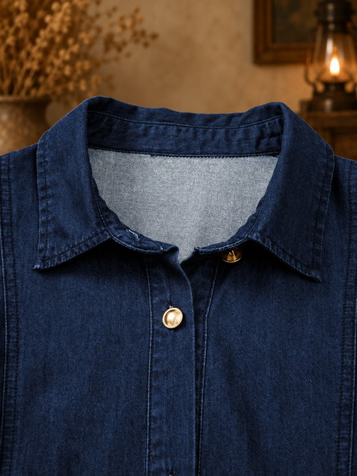 Bluebell Road Belted Denim Midi Dress