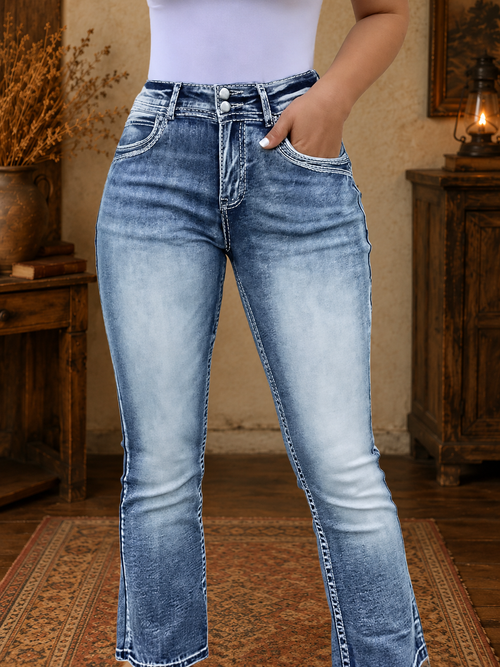 Long Way Home Double-Button Bootcut Jeans